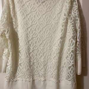 Elegant Lace Women's Top - Cream